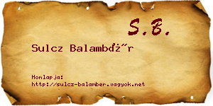 Sulcz Balambér névjegykártya